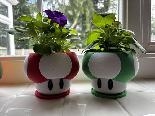 Printed mushroom plant pot - mushroom,