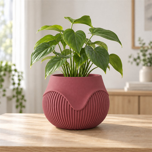 Wavy ribbed planter pot - wavy, modern