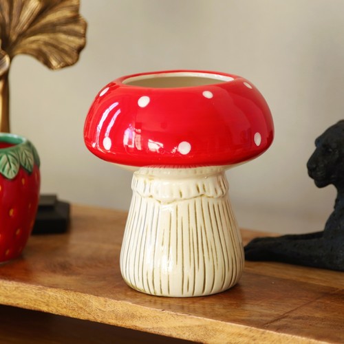 Ceramic red white toadstool - ceramic, &