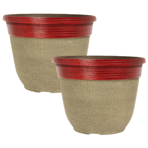 Planters 2pc plastic glitz red - 2pc,