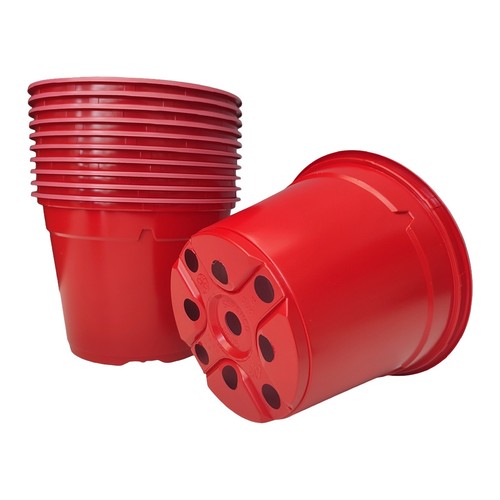 13cm plastic plant pots - plant, red